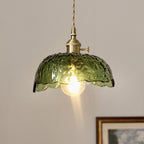 Nordic Pendant Light Hammered Glass and Brass Light