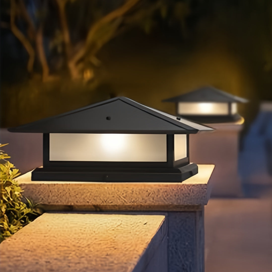 Black Pillar Lights Outdoor Waterproof Pagoda Garden Post Lights