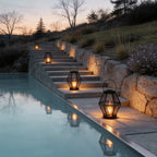 【2 PCS】Portable Lantern Lamp Solar Iron Mesh Metal Landscape Light