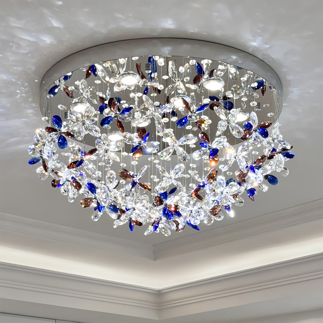 Crystal Flush Mount Lights French Round  LED Romantic Ceiling Light
