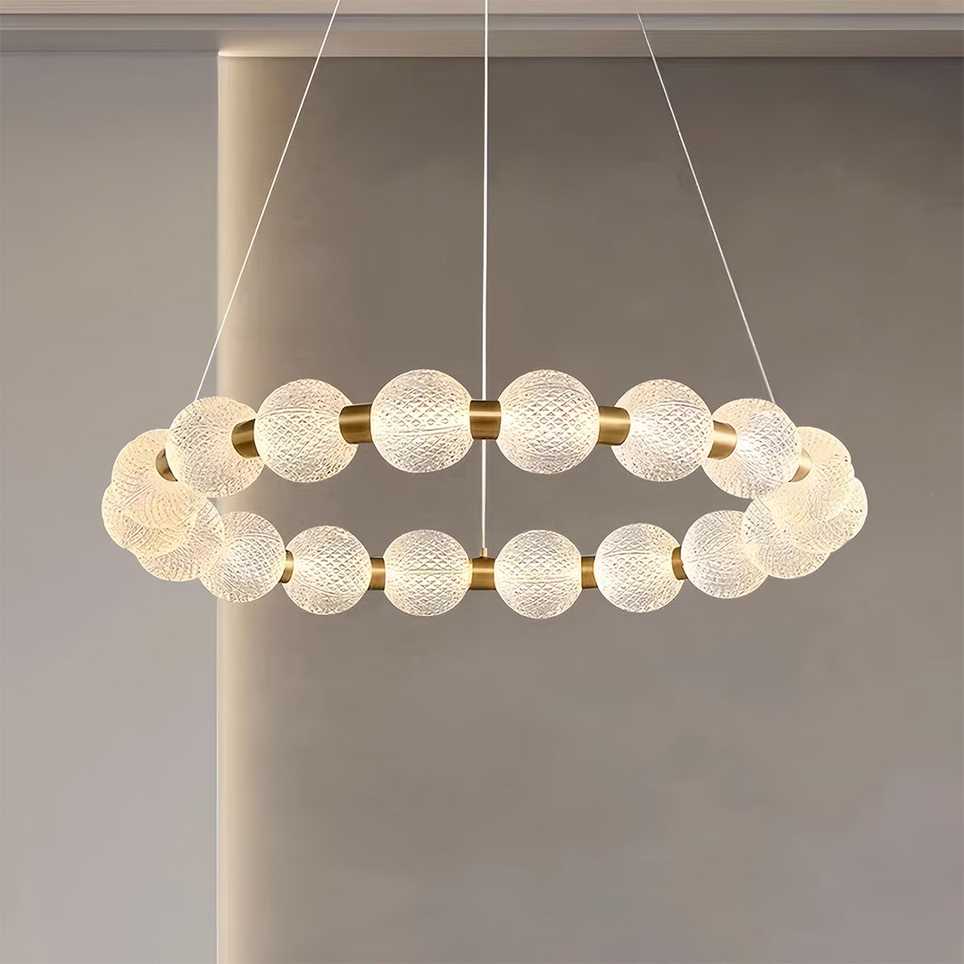 Glass Shade Chandelier Round  Minimalist Luxury Island Ceiling Light