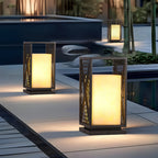 Black Outdoor Floor Lantern Square Metal Waterproof Creative Light