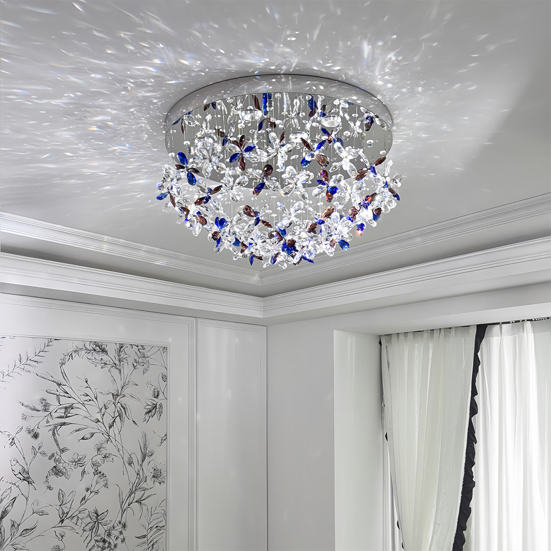 Crystal Flush Mount Lights French Round  LED Romantic Ceiling Light