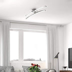 Contemporary Semi Flush Mount Lighting Dual LED Strip Rotating Ceiling Light