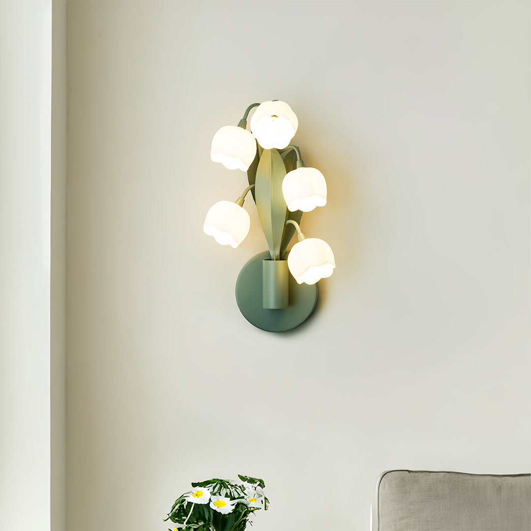 Floral Wall Lights French Country  Classic Bellflower Glass Lamp