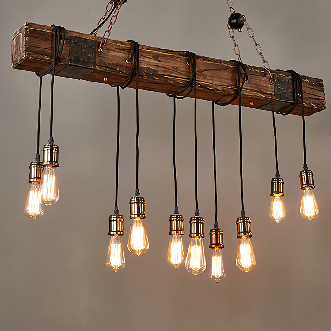 Black and Wood Pendant Light American Vintage Style Iron Ceiling Light