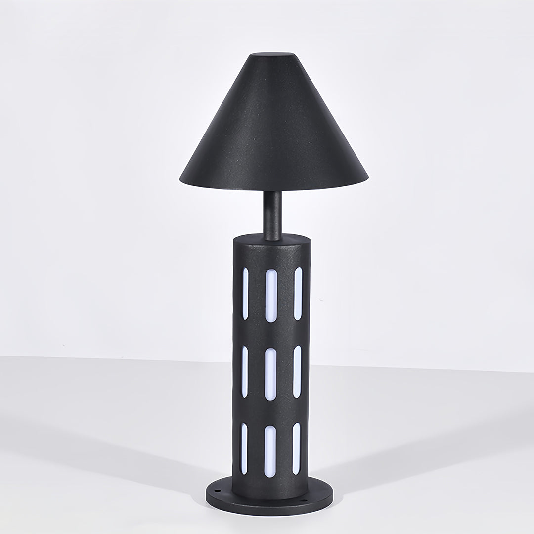 Black Path Lights Industrial Perforated Cylindrical Garden Light