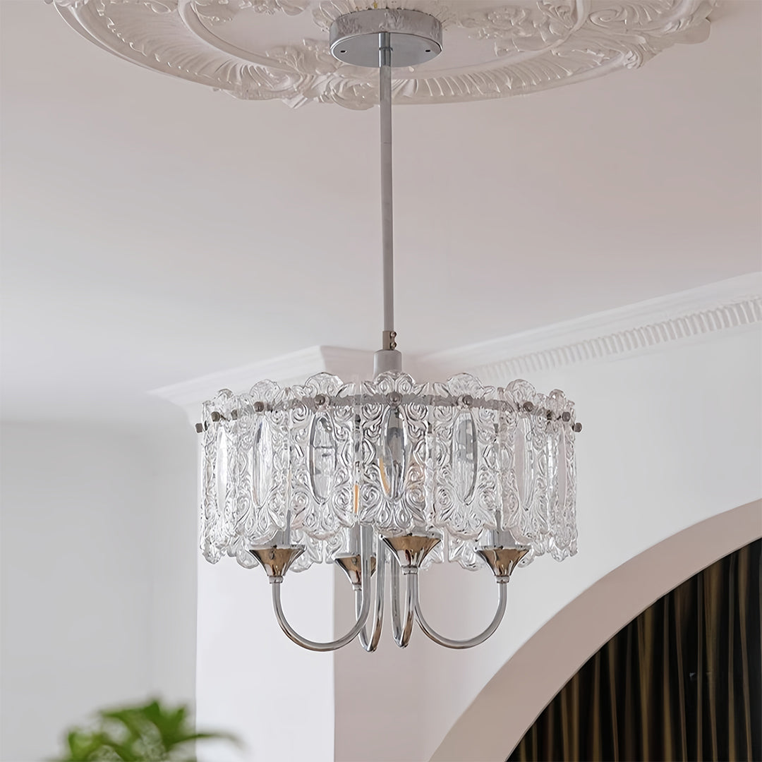 French Iron Chandelier Chic Chrome Island Metal Ceiling Light