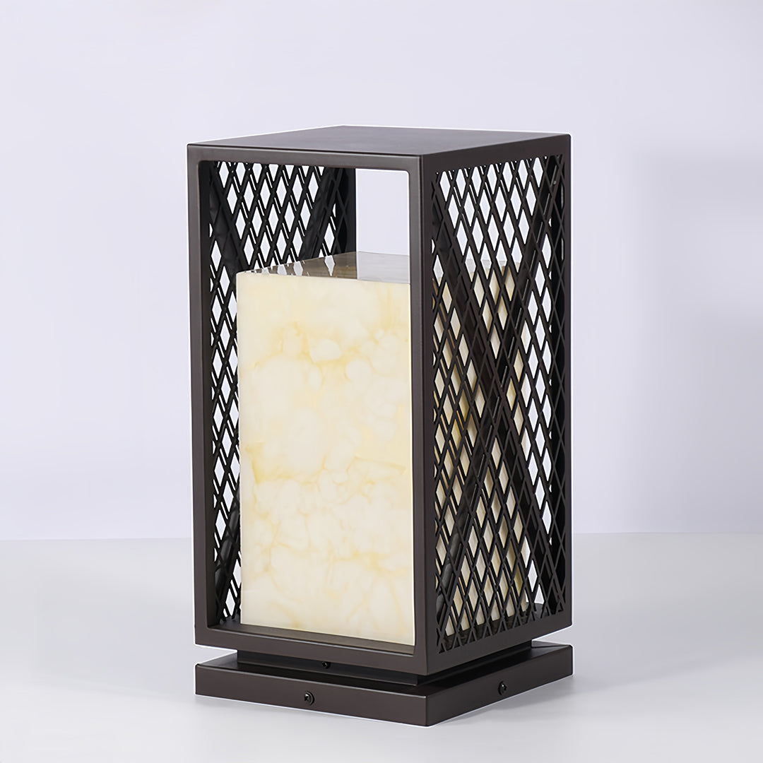 Black Outdoor Floor Lantern Square Metal Waterproof Creative Light