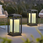 Outdoor Glass Lanterns Industrial Black Weatherproof Square Lawn Light