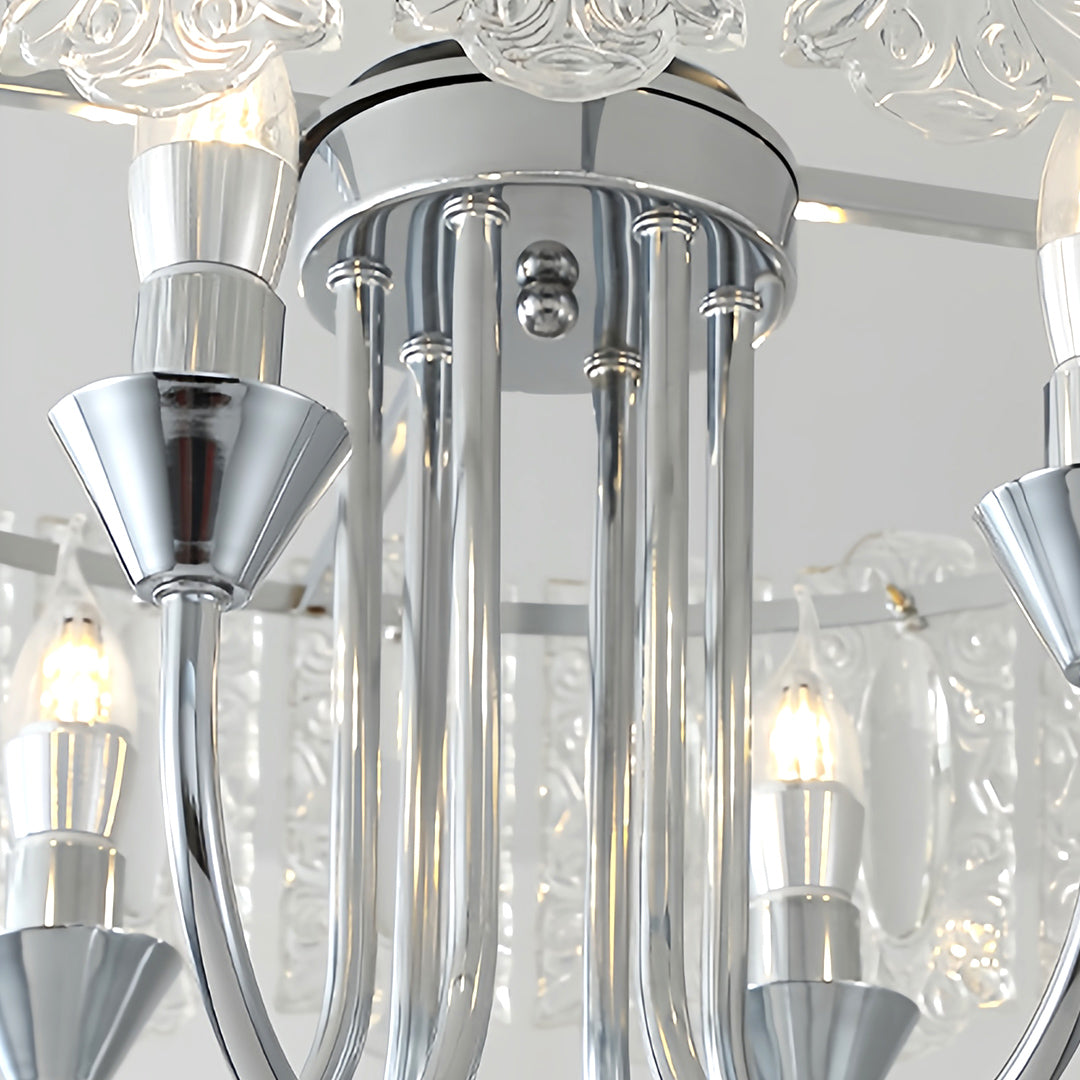 French Iron Chandelier Chic Chrome Island Metal Ceiling Light