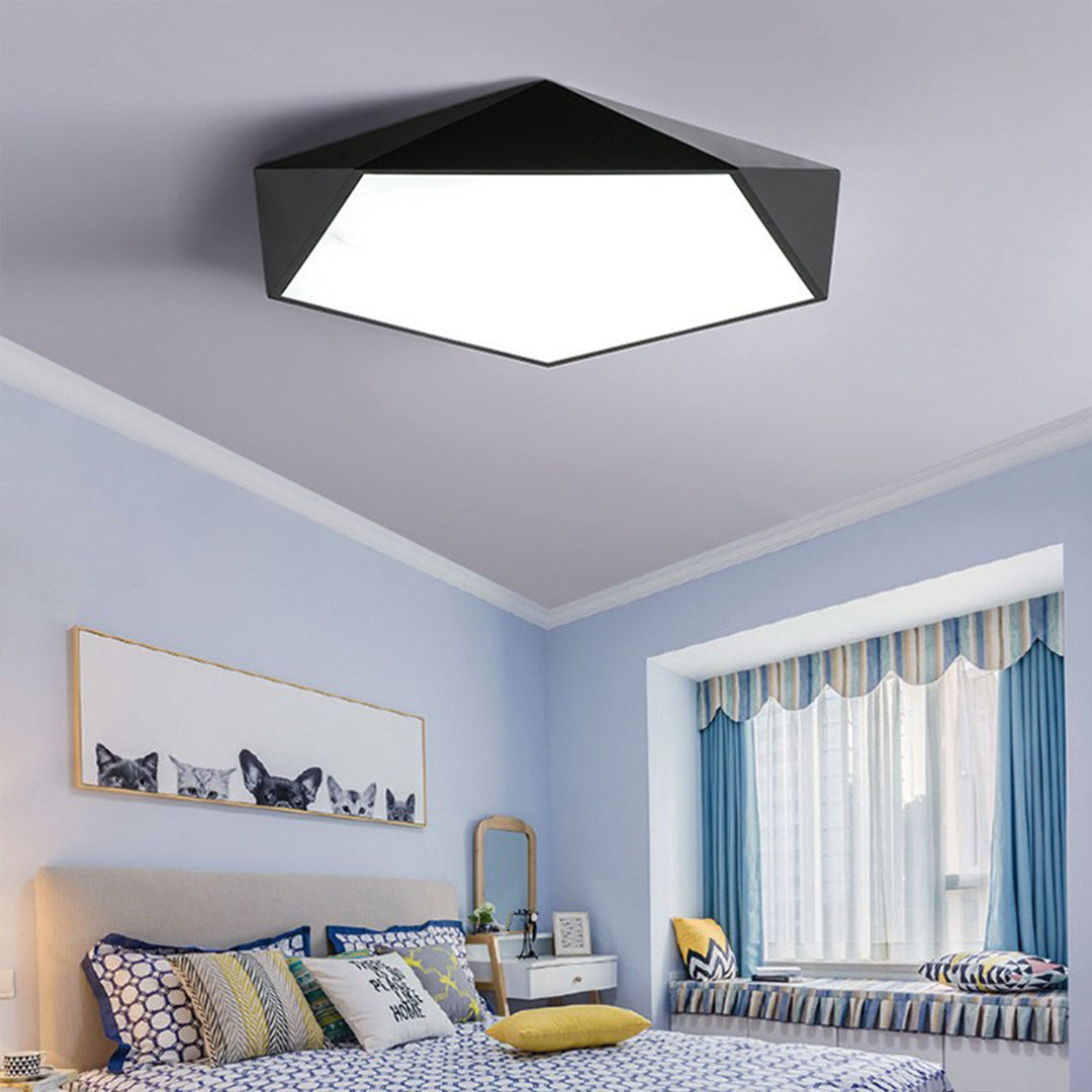 Colorful Flush Mount Ceiling Light Nordic Geometric Wooden Ceiling Lamp