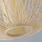 Rattan Globe Pendant Light Horizontally Oval Bamboo Woven Pendant Light