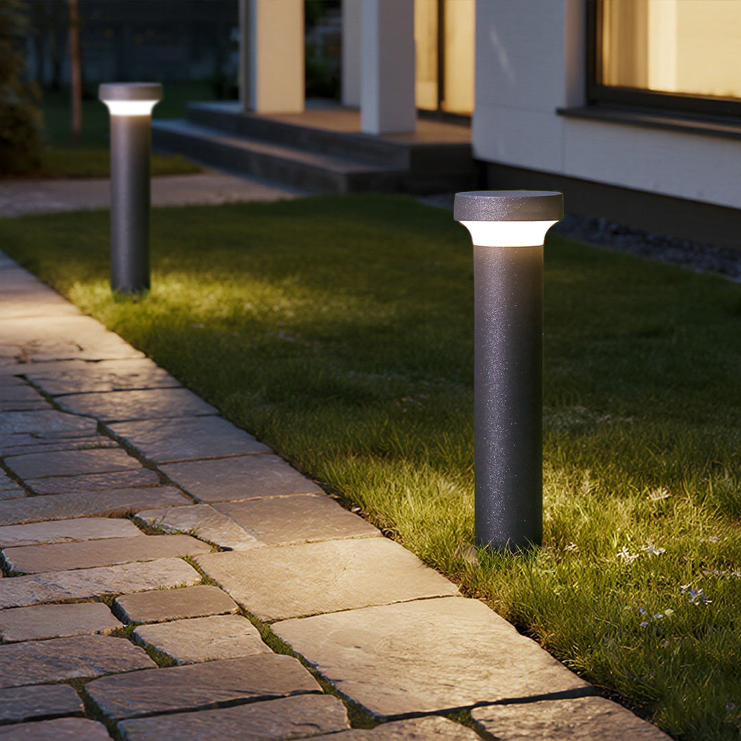 Modern Front Lawn Bollard Light |  Black LED Path Lights