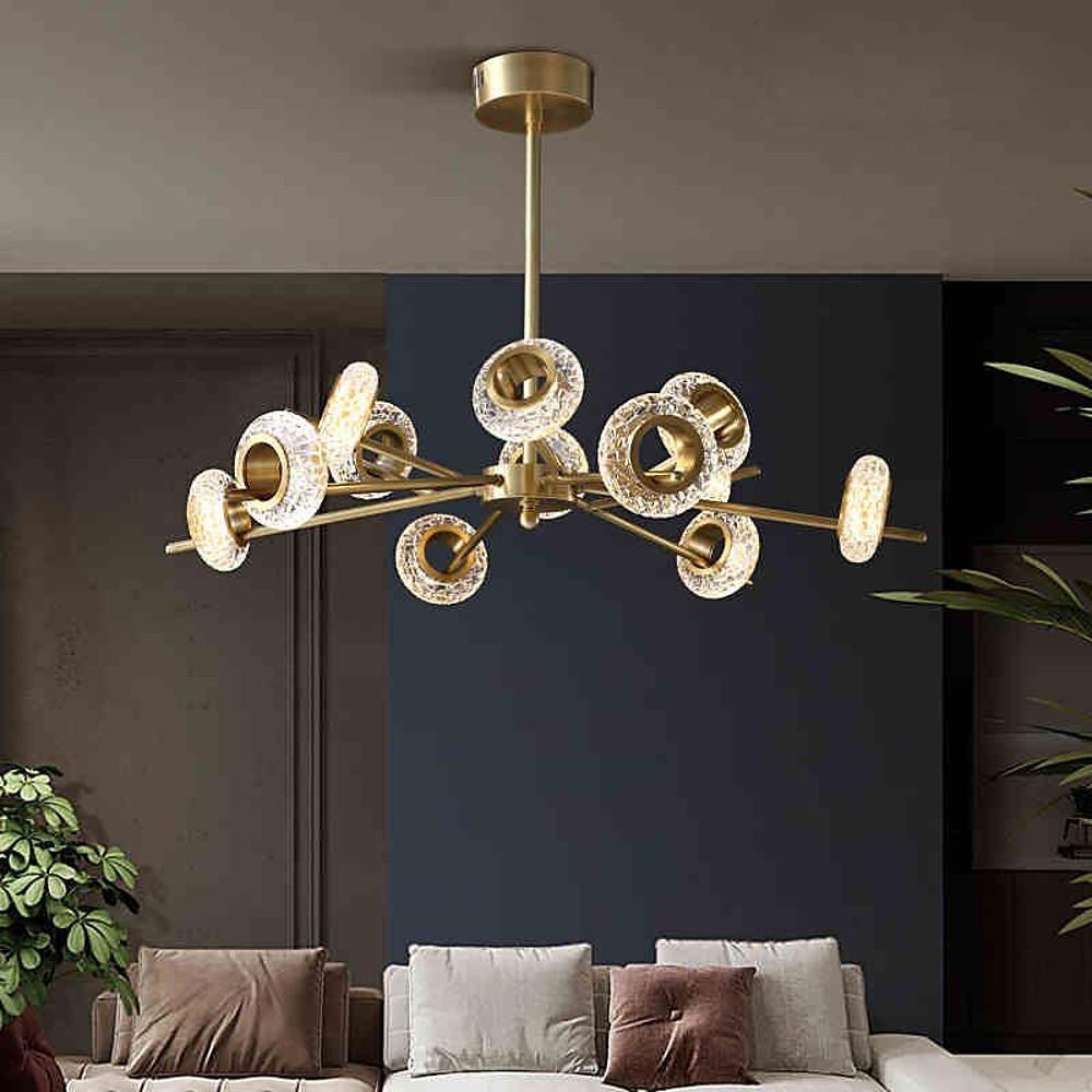 Modern Gold Sputnik Chandelier Copper Glass Island Ceiling Light