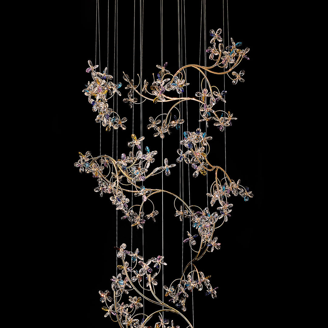 Modern Staircase Chandelier Crystal Hollow Rotating Ceiling Light