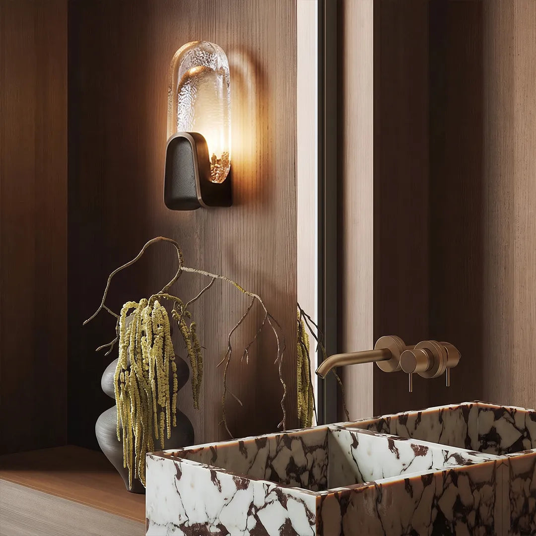 Art Deco Wall Sconce Lighting Luxury Textured Glass Light