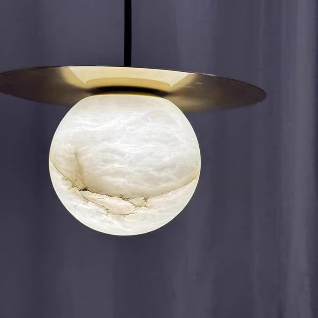 Ball Pendant Lights Nordic Natural Marble Full Copper Dining Table Lamp