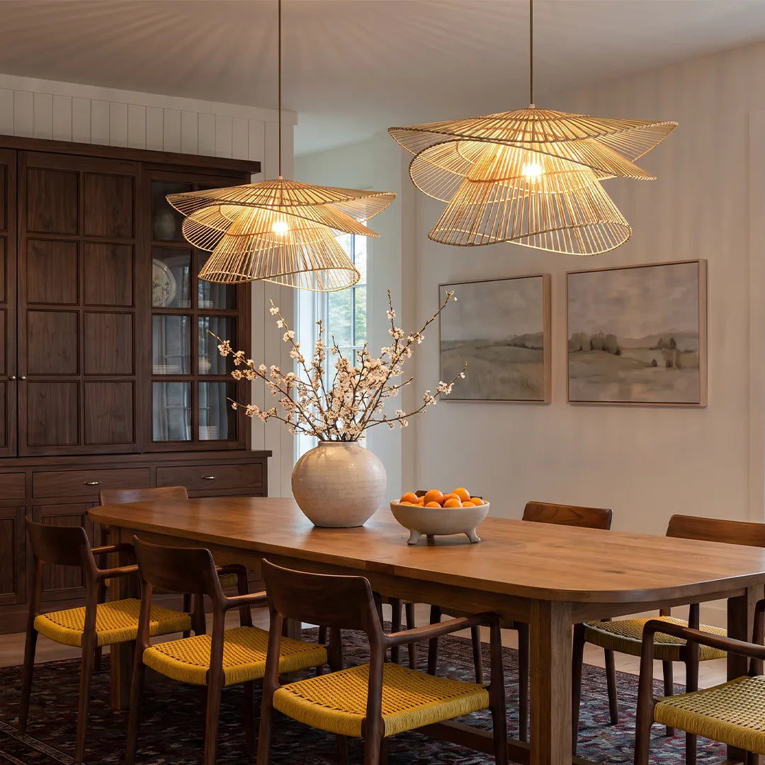 Bamboo Pendant Light Fixtures Japanese Woven Ceiling Light