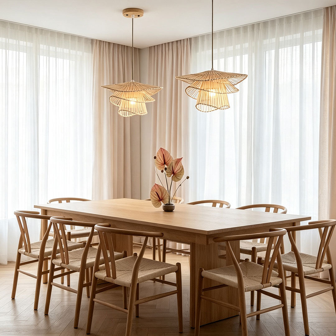 Bamboo Pendant Light Fixtures Japanese Woven Ceiling Light