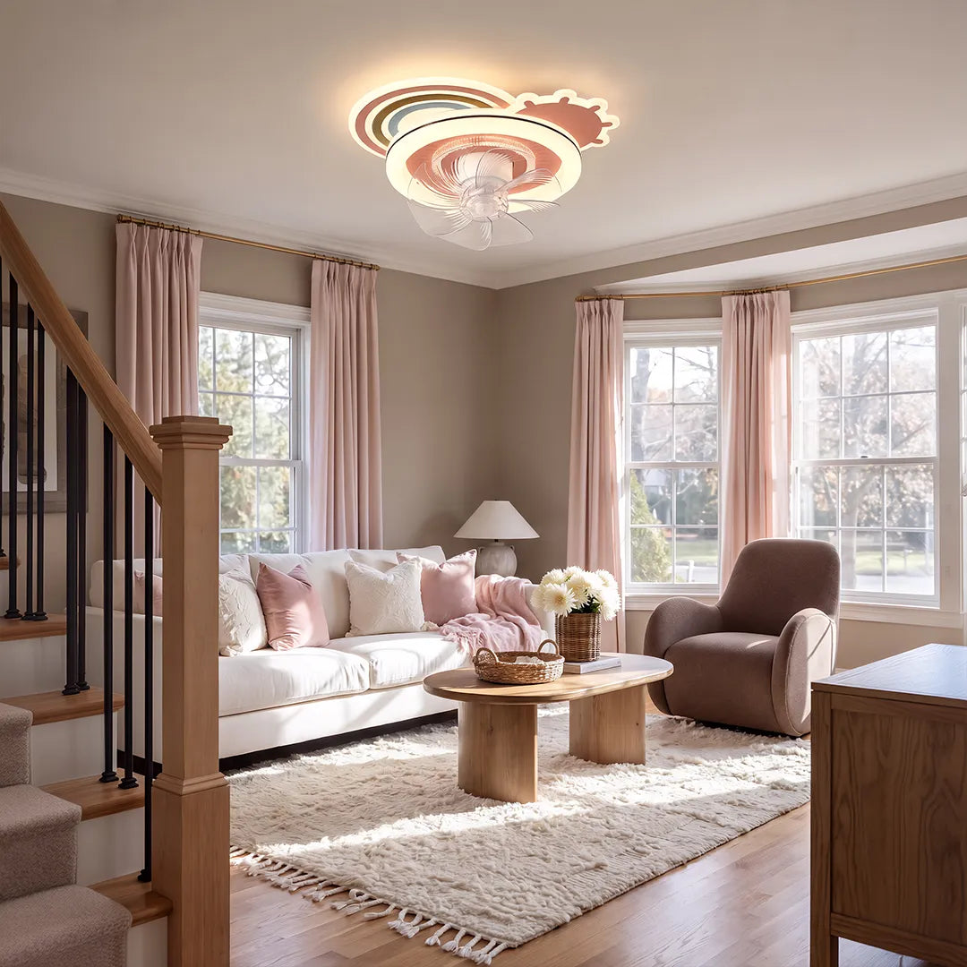Beautiful Ceiling Fans with Lights Pink and White LED Dimmable Lamp