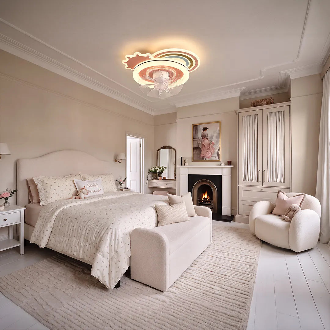 Beautiful Ceiling Fans with Lights Pink and White LED Dimmable Lamp