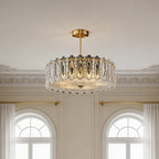 Glass Semi Flush Mount Lighting French Luxury Full Copper Lamp