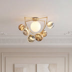 Gold Semi Flush Ceiling Light Minimalist Planet Art Creative Light