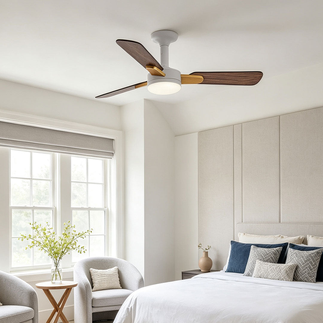 Copper Ceiling Fan with Light Modern Variable Speed LED Lamp