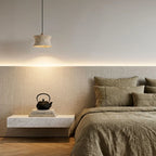 Drum Pendant Light Fixture French Wabi-Sabi Travertine Ceiling Light