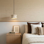 Drum Pendant Light Fixture French Wabi-Sabi Travertine Ceiling Light