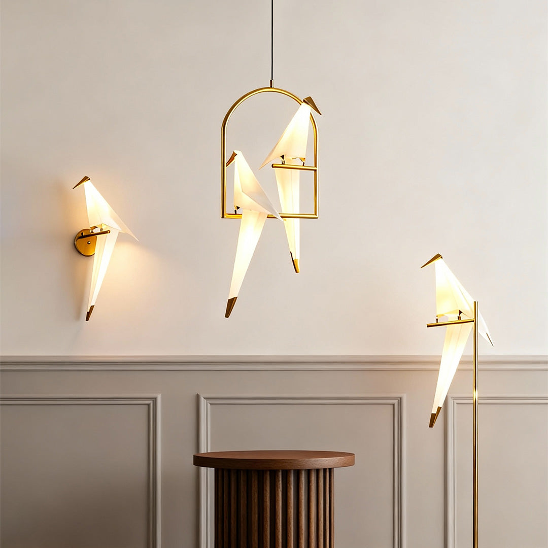 Bird Wall Light Modern Origami Crane Gold Accent Origami Wall Sconce