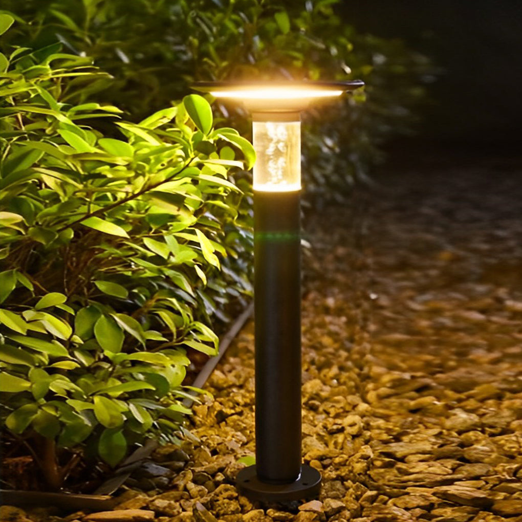 Black Brass Path Lights Solar Round Top Disc and Bubble Design Light