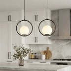 Modern Metal Circle Glass Globe Shaped Pendant Ceiling Light