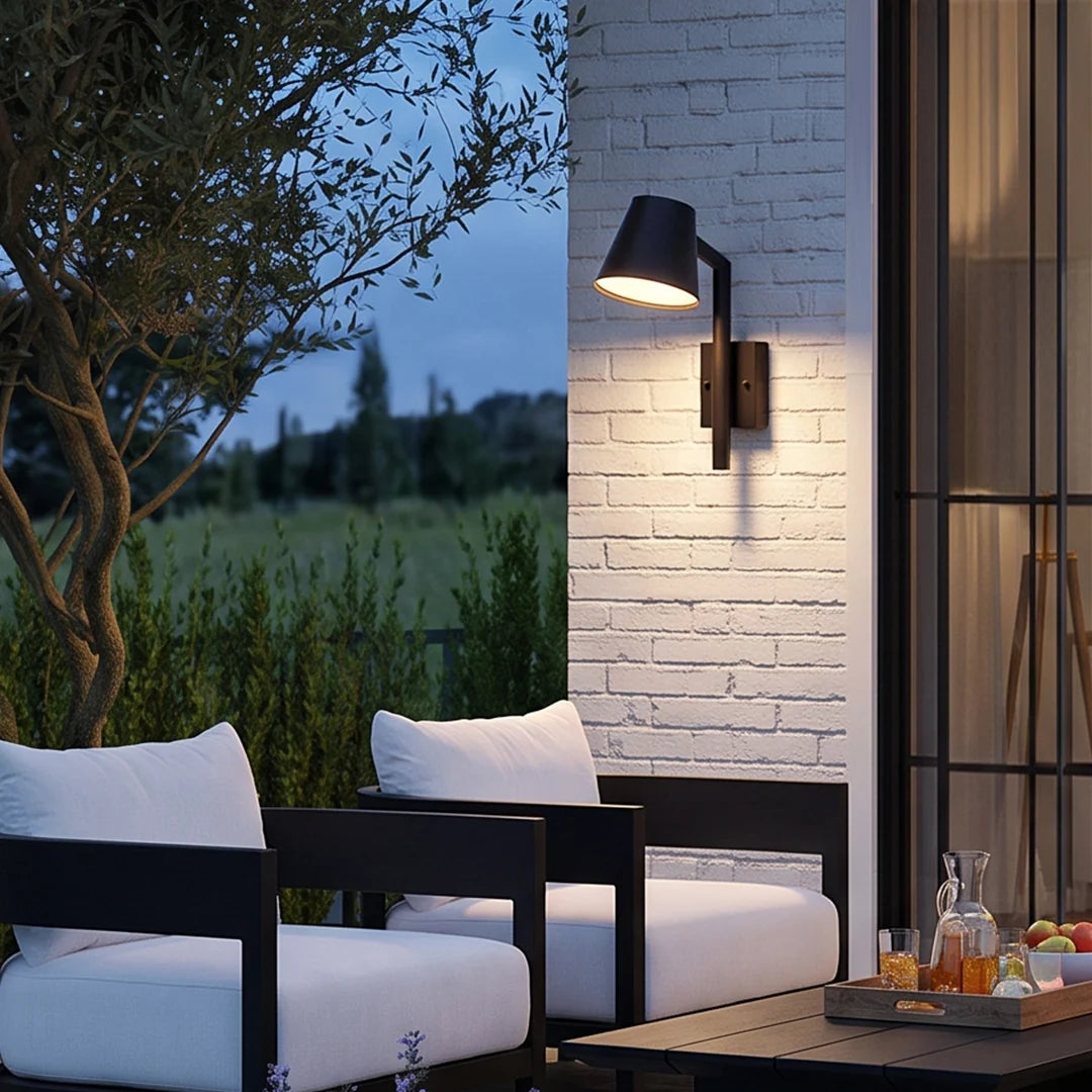 Black Cone Wall Sconce Modern LED Outdoor Metal Light
