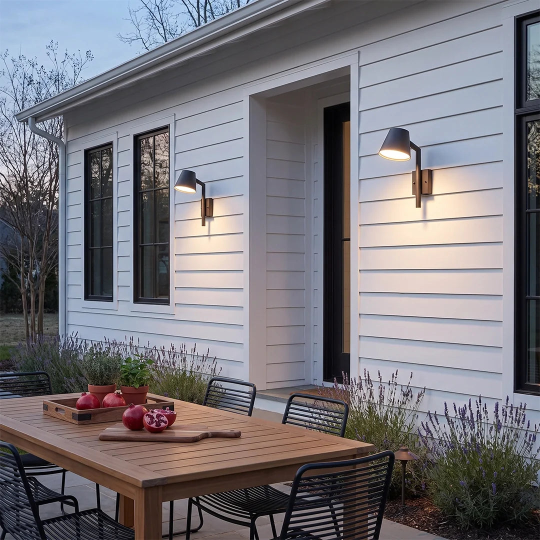 Black Cone Wall Sconce Modern LED Outdoor Metal Light