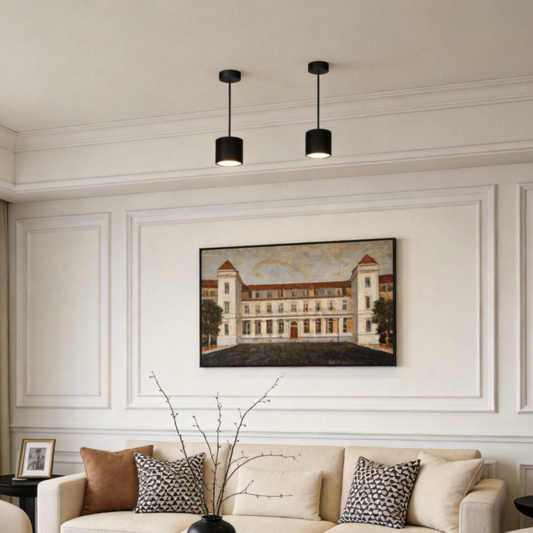 Black Drum Pendant Light LED Modern Aluminum Ceiling Light
