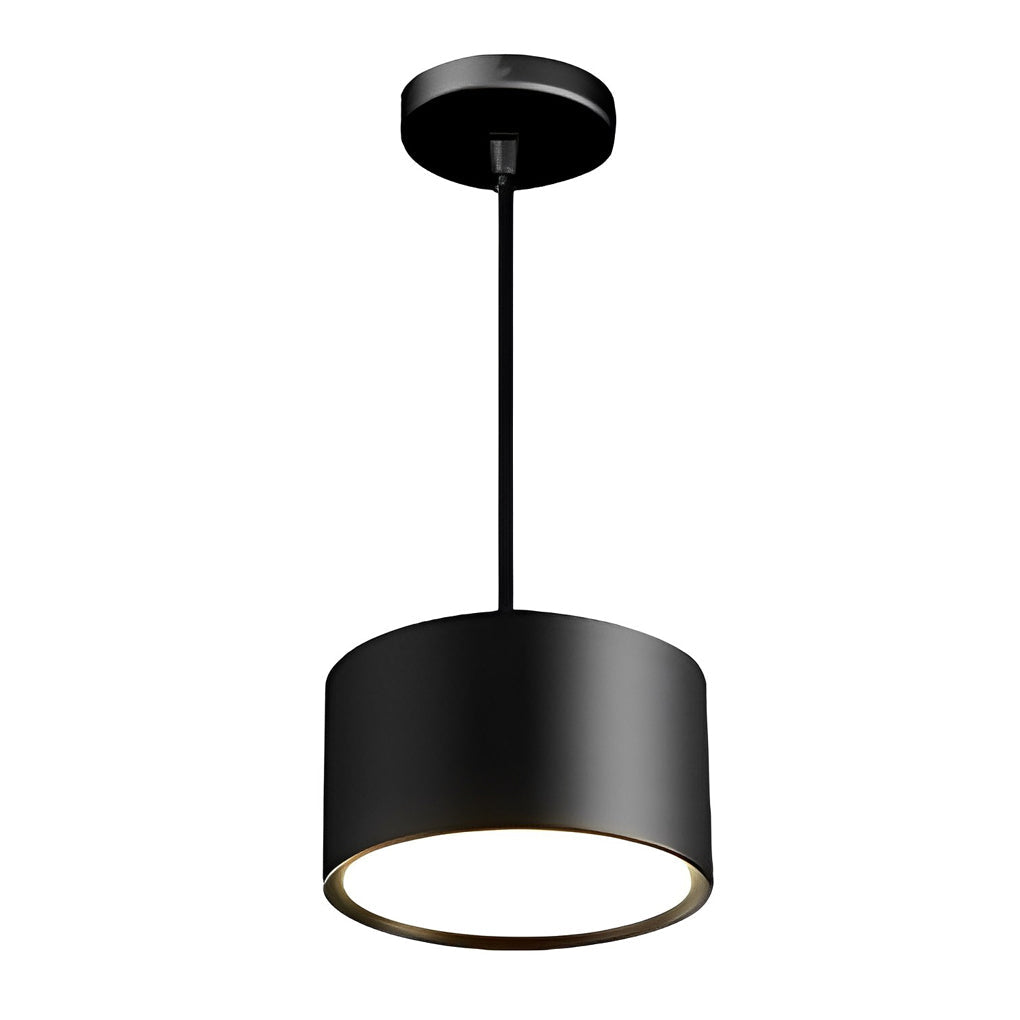Black Drum Pendant Light LED Modern Aluminum Ceiling Light