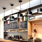 Black Drum Pendant Light LED Modern Aluminum Ceiling Light