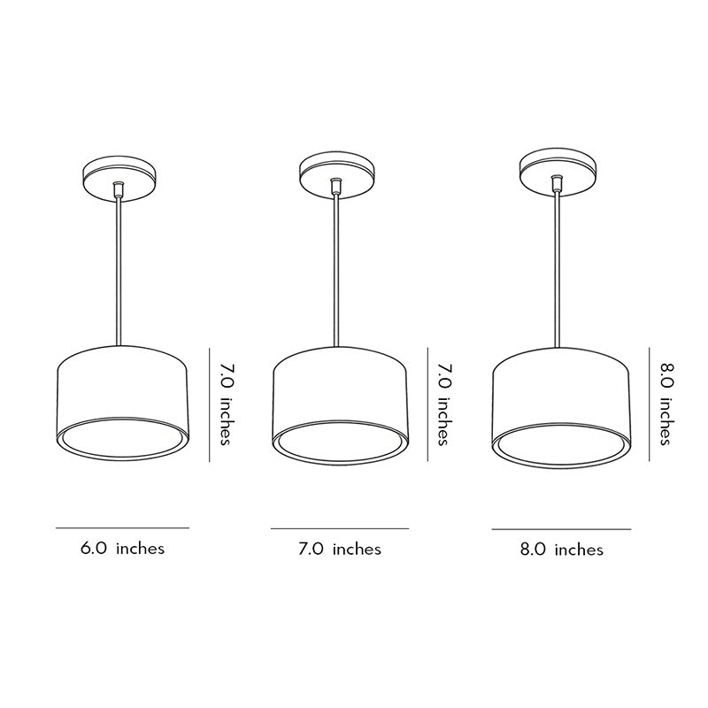 Black Drum Pendant Light LED Modern Aluminum Ceiling Light