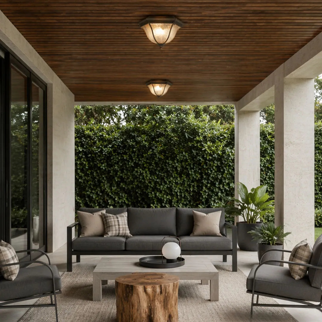 Black Flush Mount Light Fixture European Waterproof Ceiling Light