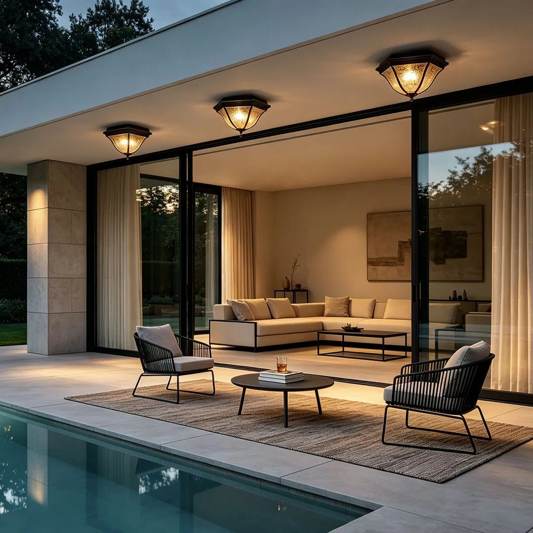 Black Flush Mount Light Fixture European Waterproof Ceiling Light