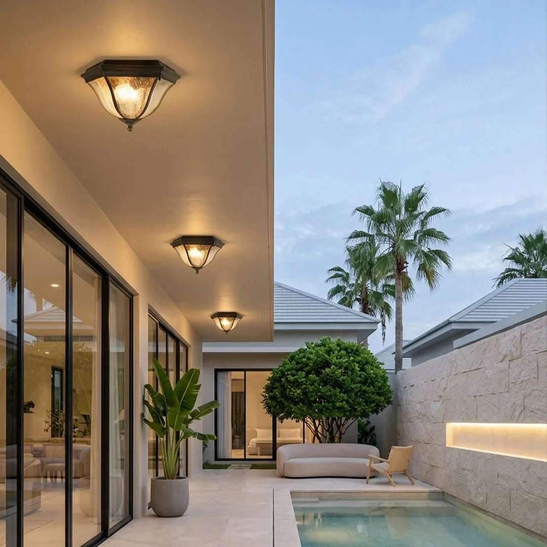 Black Flush Mount Light Fixture European Waterproof Ceiling Light