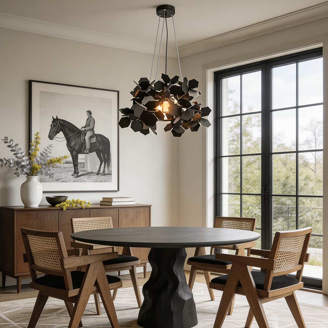 Black Geometric Chandelier Iron Art Designer Ceiling Light