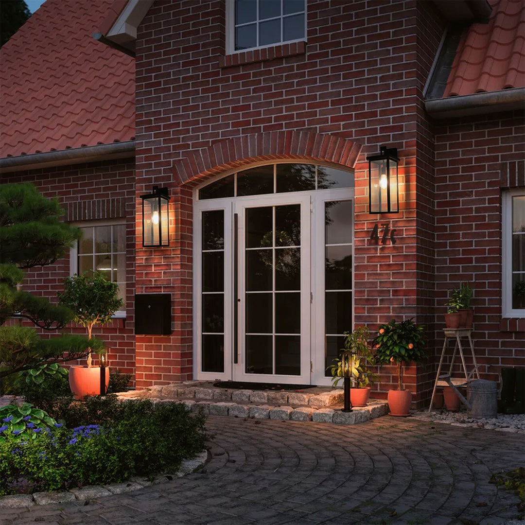 2 PCS Exterior Lantern Wall Lights Outdoor Courtyard Waterproof Light