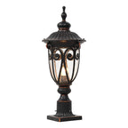 Black Outdoor Pillar Lights Retro Glass Waterproof Light