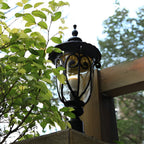 Black Outdoor Pillar Lights Retro Glass Waterproof Light