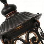 Black Outdoor Pillar Lights Retro Glass Waterproof Light
