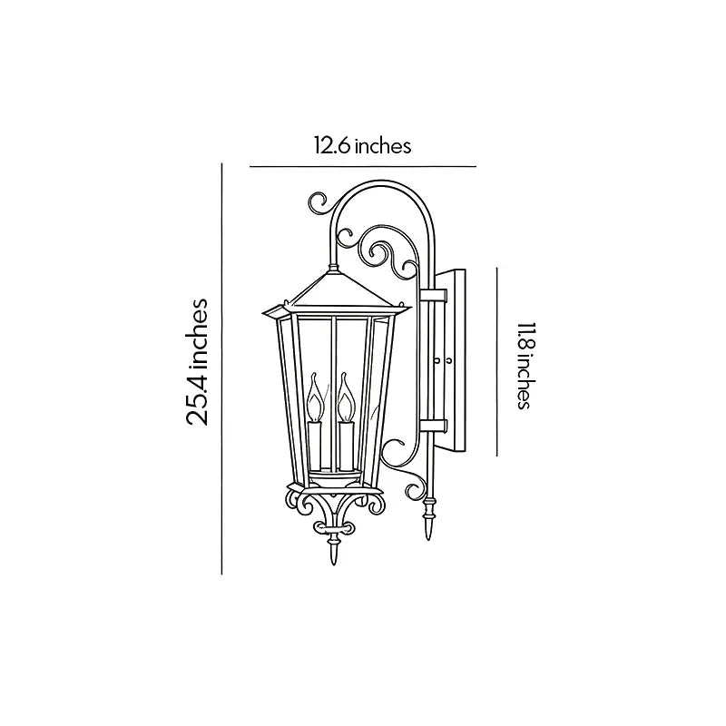 2 PCS Black Outdoor Wall Sconce European Vintage Wall Lantern