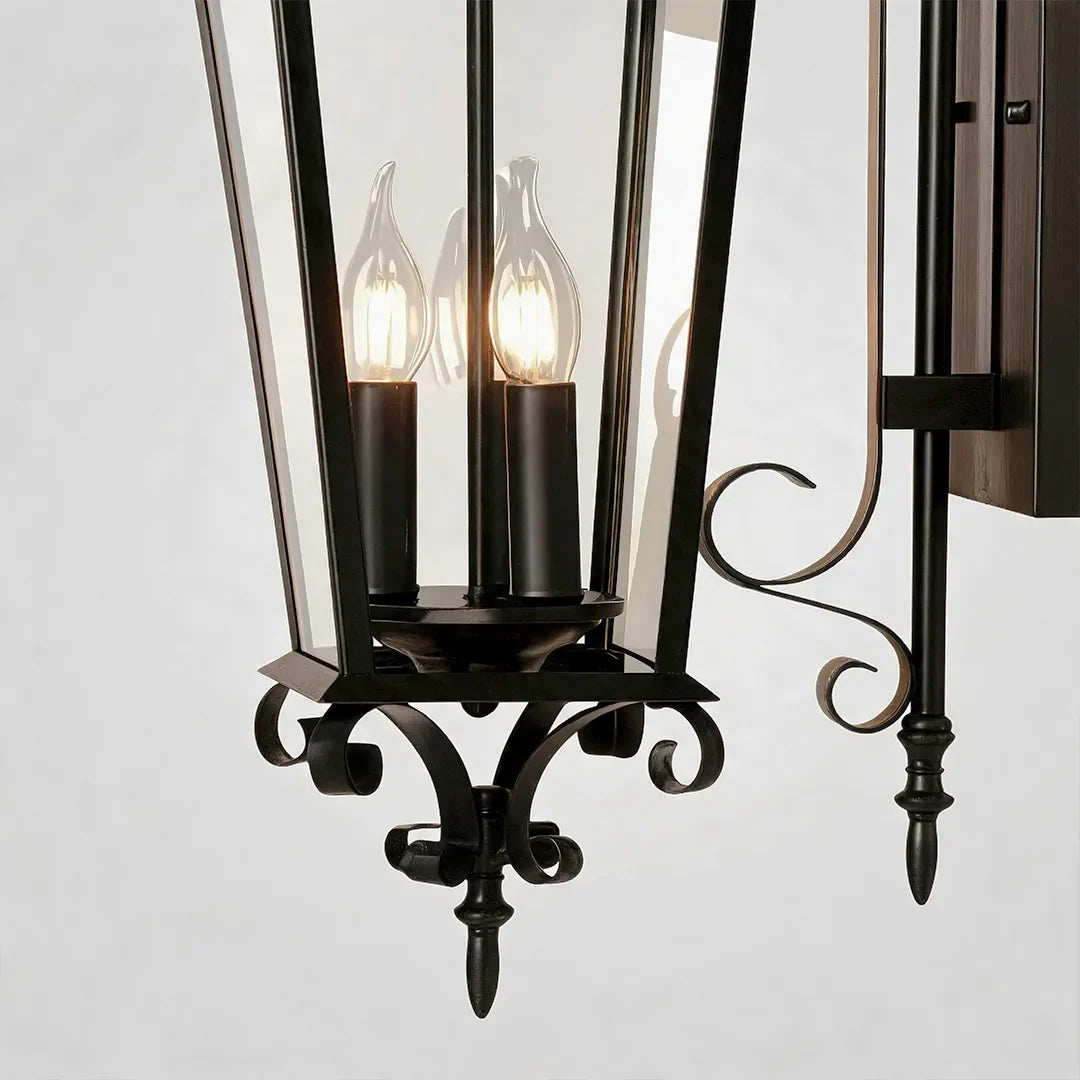2 PCS Black Outdoor Wall Sconce European Vintage Wall Lantern